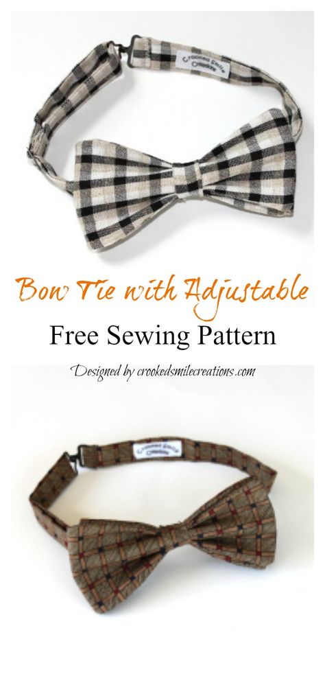 Bow Tie with Adjustable Free Sewing Pattern #startsewingfreepattern #easysewingproject #fathersdaygifts #sewingaccessories Bow Tie Outfits For Women, Black Suit Bow Tie, Bow Tie Outfits Men, Tie Pattern Free, Bow Tie Napkins, Bow Tie Tutorial, Bow Tie Pattern, No Sew Bow, Make A Bow Tie