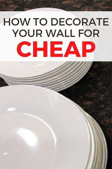 Check out this cheap and simple wall decor idea to upgrade your home decor. It's so easy to decorate on a budget with dollar store plates so check out this cheap wall decor idea. #diy #walldecor #dollarstore Dollar Store Wall Decor, Decorate On A Budget, Cheap Wall Decor, Simple Wall Decor, Plate Hangers, Plate Wall Decor, Abstract Art Diy, Faux Stained Glass, Boho Diy