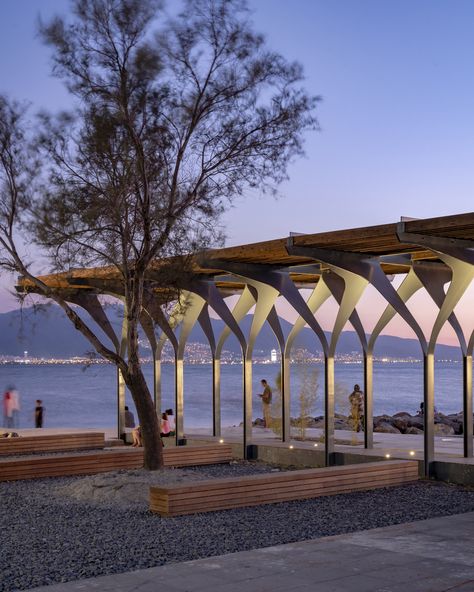 Gallery of Papilio: Pavilion by the Sea / Studio Evren Başbuğ - 8 Pavilion On Water, River Pavilion, Landscape Plaza, Outdoor Pavillion, Water Pavilion, Waterfront Architecture, Architecture 101, Walkway Landscaping, Landscape Architecture Drawing