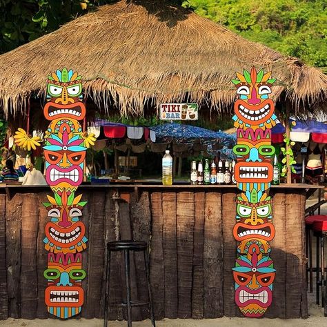 Amazon.com: Kolldenn 8 Pcs Tiki Decorations Jumbo Tiki Cardboard Cutout Multicolored Tiki Totem Pole Cut Outs for Summer Luau Tropical Hawaiian Themed Parties Events Celebrations Bar Supplies, 10.24 x 15.75 Inch : Home & Kitchen Cardboard Tiki Totem, Tiki Party Decorations Diy, Hawaiian Party Decorations For Adults, Sidewalk Advertising, Hawaiian Themed Parties, Tiki Bar Ideas, Tiki Decorations, Tiki Party Decorations, Tiki Pole