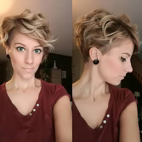 Short Shaved Hairstyles, Stylish Short Haircuts, Haircuts For Wavy Hair, Edgy Chic, Short Wavy Hair, Pixie Haircuts, Short Pixie Haircuts, Shaved Hair, Pixie Hairstyles