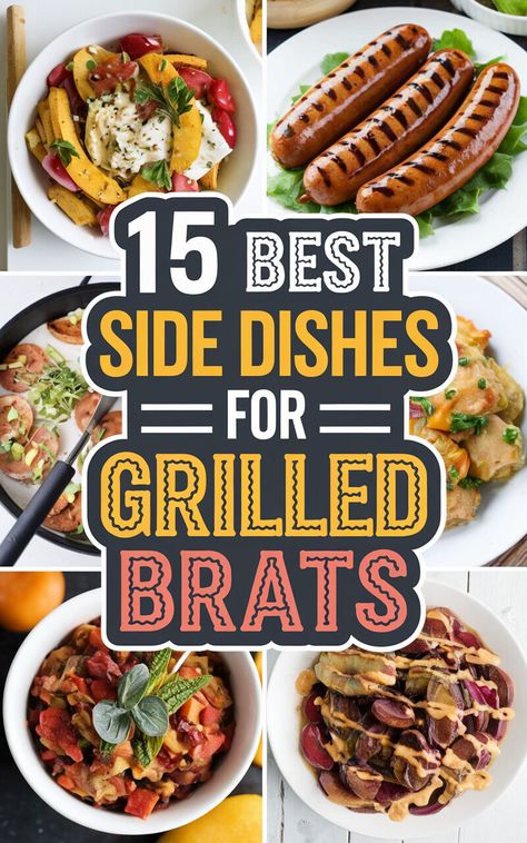 🍤🍹 Elevate your cookout menu with these mouthwatering choices to serve alongside grilled brats! #foodieheaven #grillparty Grilled Brats Recipes, Side Dish For Brats, Sides For Brats Dinners, Side For Hamburgers, Grill Sides Dishes, Sides For Grilling Out, Sides For Brats, Grill Food Ideas, German Side Dishes