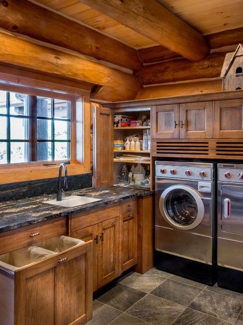 Laundry Room Cabin Laundry Room Ideas, Cabin Laundry Room, Georgiana Design, Laundry Room Storage Shelves, Family Compound, Rustic Laundry Rooms, Small Laundry Room Organization, Room Storage Diy, Dream Laundry Room