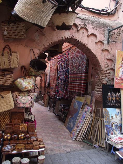 Walkways throughout the Marrakech market in Morocco    Photographer: KG Moroccan Market Bazaars, Arabian Marketplace, Morocco Backpacking, Marrakech Market, Arabian Market, Morocco Market, Moroccan Market, Morocco Aesthetic, Moroccan Aesthetic