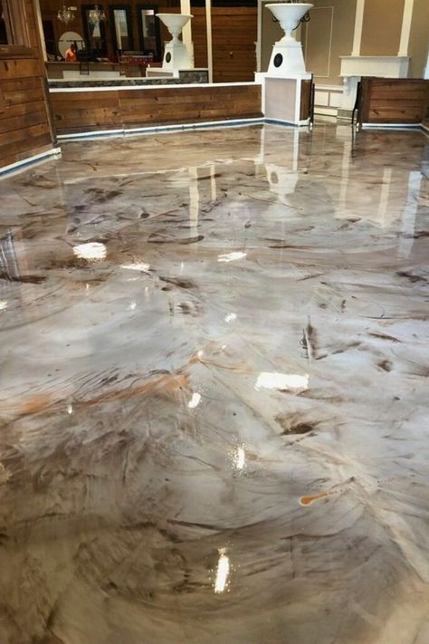 Sundek of NC Concrete Floors Epoxy, Epoxy Marble Floor, Concrete Stain Colors Indoor, Mothra Tattoo, Indoor Concrete Floor Ideas, Epoxy Floors In Home, Epoxy Flooring Ideas, 3d Epoxy Floor Designs, Marble Epoxy Floor