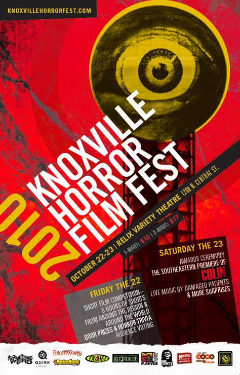 Knoxville Horror Film Festival by Amelia Johnson, via Behance Friday Film, Fest Poster, Film Festival Poster, Door Prizes, Festival Poster, Horror Film, Festival Posters, Film Movie, Horror Films