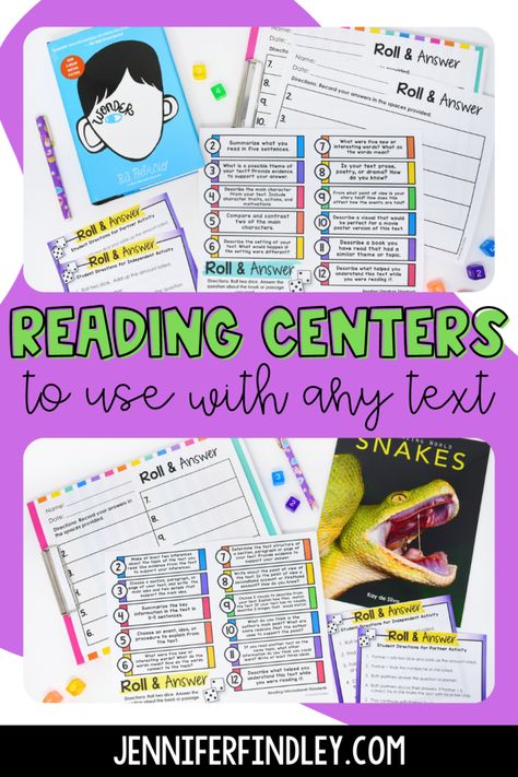 4th Grade Centers, Guided Reading Binder, Elementary Reading Activities, Jennifer Findley, Language Arts Centers, Library Project, Reading Center, Middle School Activities, Reading Stations