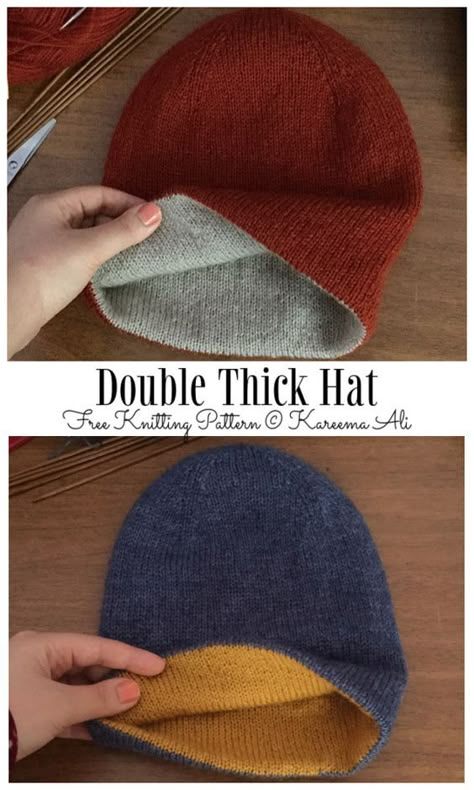 Double Thick Hat Free Knitting Pattern - Knitting Pattern Reversible Knitted Hat Pattern, Reversible Beanie Knitting Pattern, Slouchy Beanie Knitting Pattern Free, Knit Skull Cap Pattern, Knitting Patterns Free Hats Mens, Knitting Patterns Hats Free, Men Hat Knitting Pattern, Tube Hat Knitting Pattern, Knit Touque Pattern Free