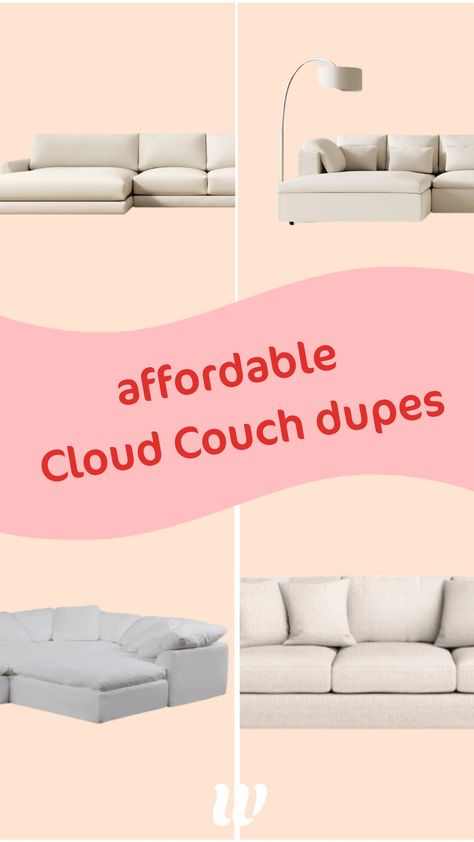 17 affordable Restoration Cloud Couch dupes SO good you'll trick guests into believing it's the same sofa (but will cost you thousands less!) Cloud Sofa Living Rooms, Most Comfortable Couch, Cloud Couch, Boho Studio, Cloud Sofa, Boho Candle, Comfortable Couch, Comfy Couch, Living Room On A Budget