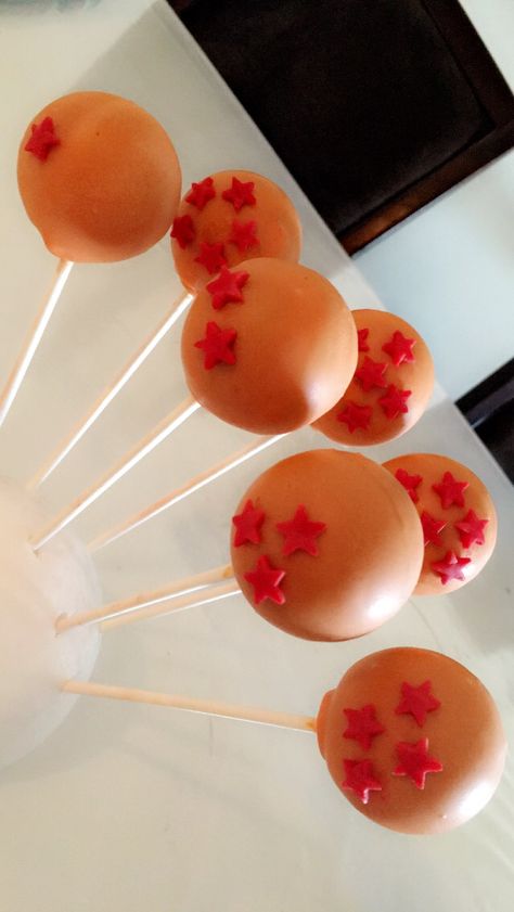 Dragon ball Z cake pops Dragonball Z Cake, Goku Birthday, Dragon Birthday Parties, Dragon Z, Ball Birthday Parties, Dragon Birthday, Ball Birthday, Dragon Party, Thigh Recipes