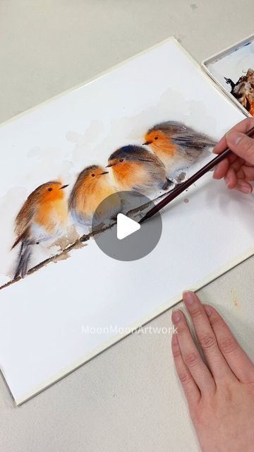 Watercolor Birds Tutorial, Watercolor Challenge, Beginning Watercolor, Bird Watercolor Art, Watercolour Challenge, Birds Watercolor, Bird Watercolor Paintings, Art Tutorials Watercolor, Watercolor Paintings For Beginners