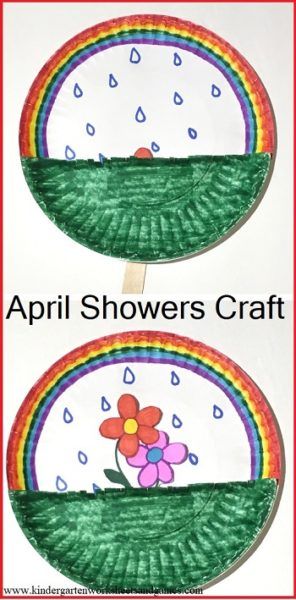 April Showers Bring May Flowers Craft - fun paper plate craft for spring featuring rainbows, flowers, and rain perfect for toddler, preschool, and kindergarten age kids #craftsforkids #spring #paperplatecrafts May Flowers Craft, Hand Art Projects, Spring Kids Activities, Rain Crafts, First Grade Crafts, Paper Plate Craft, April Crafts, April Art, April Showers Bring May Flowers