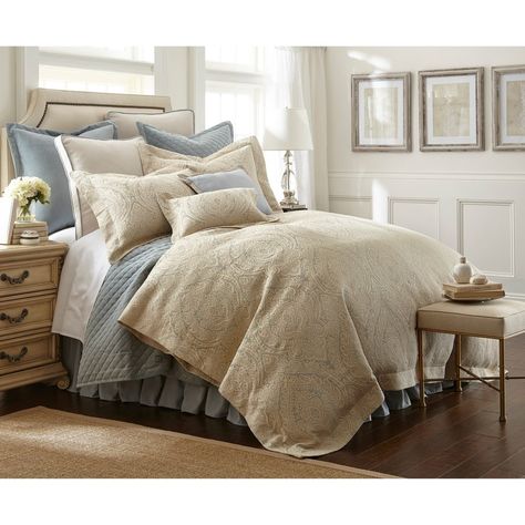 Make bed time pure pleasure with this luxury three-piece comforter set. The set features polyester fabric that brings a soft and gentle texture to your bed while adding cozy warmth to your set up. A medallion pattern on this comforter set makes it versatile enough for use with any decor. Comforter: 92 inches wise x 96 inches long Sham: 20 inches wide x 26 inches long King Dimension Comforter: 110 inches wise x 96 inches long Sham: 20 inches wide x 36 inches long California King Dimension Comfort Country Bedding Sets, Luxury Duvet Sets, Luxury Comforter Sets, Bedroom Comforter Sets, Country Bedding, Beige Bed, Perfect Bedding, Set Bed, Luxury Bedding Sets