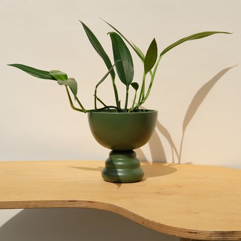 A pedestal style planter thrown in two pieces and trimmed to fit each base perfectly. These are like the orbital and the square, but they are not thrown to any specific design. These are more of an improvised shape. Size-wise these are bigger than the small orbital and square stacking planters, but are smaller than the large. They are all around the 4in nursery pot size. Glazed inside and out. The top can be removed so you can toss spent water, or fill bottom basin to create a self watering system using string through the potted plants root system. Check the below stats to know the interior dimensions to know how much plant can call itself home in them :) All dimensions are inches tall x inches wide at mouth and inches tall in total with the base and top. 1: 6.5”x3.75”. 9.75” *small dot un Stacking Planters, Self Watering Pots, Watering System, Interior Dimensions, Root System, Self Watering, Plant Roots, The Square, Potted Plants