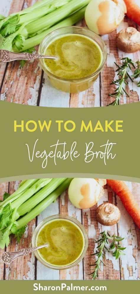 A good vegetable broth can add so much flavor to so many plant-based recipes, such as soups, stews, grain dishes, bean dishes, casseroles, and sauces. You can make up your own broth and chill it in the refrigerator to use all week long. Follow along with this step-by-step guide for making this broth below. #vegetablebrothrecipes #veganrecipes #plantbasedrecipes #glutenfreerecipes Vegetable Broth Recipes, Homemade Vegetable Broth, Healthy Plant Based Recipes, Wfpb Recipes, Unprocessed Food, Broth Recipes, Reduce Food Waste, Vegan Recipes Healthy, Nutritious Meals