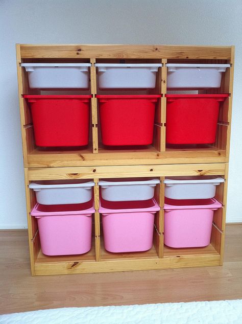 Storage ideas for toddler room.  Ikea Trofast.  This is 2 units stacked together.  $69.99 each w/o bins.  Can also buy shelves instead of bins. Bathroom Storage Ideas For Small Spaces, Monkey Room, Storage Ideas For Small Spaces, Bathroom Storage Ideas, Ikea Trofast, Baby Boy Bedroom, Ikea Kids, Bathroom Organization Diy