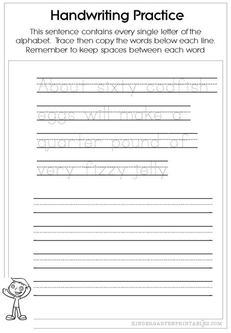 Pangram Handwriting worksheets Handwriting Practice Sentences, Handwriting Practice Free, Sentences For Kindergarten, Sentence Correction Worksheets, Complex Sentences Worksheets, English Handwriting, Handwriting Worksheets For Kids, Alphabet Writing Practice, Writing Practice Sheets