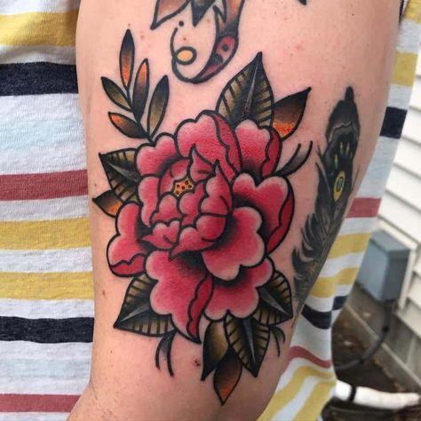 American Traditional Peony Tattoo 2