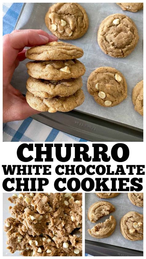 Churro Cookies, White Chocolate Chip, White Chocolate Chip Cookies, Lost 100 Pounds, Cookies Recipes, I Quit, White Chocolate Chips, Cookies Recipes Chocolate Chip, Cinnamon Sugar