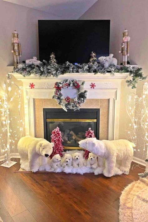 Transform your holiday tree with Polar Bear Christmas Decor! Click to see how it creates winter wonder! Polar Bears Christmas Decorations, Polar Bear Christmas Decor, Polar Express Christmas Theme, Polar Bear Christmas Tree Ideas, Polar Bear Decorations, Christmas Tree Goals, Bear Bathroom Decor, Polar Bear Christmas Tree, Polar Bear Christmas Decorations