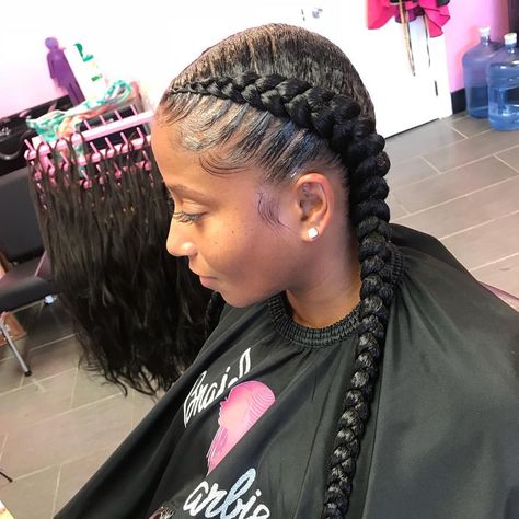 She A Good Girl The Good Girls Club #braidbarbiegang French Braids For Black Women Two, Braids Hairstyles Black Women, Feedins Braids, Military Hairstyles, Two Braids Hairstyles, Hair Thread, Feed Ins, Two French Braids, Two Braid Hairstyles