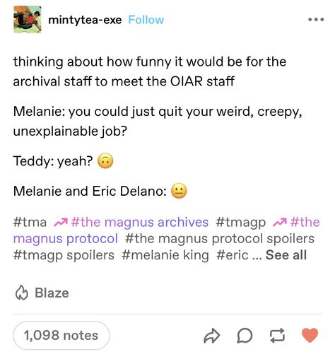 @mintytea-exe on tumblr | the magnus protocol / tmagp The Magnus Protocol, Fiction Podcasts, Magnus Protocol, Magnus Institute, Welcome To Night Vale, Audio Drama, Night Vale, Craps, Weird Dreams