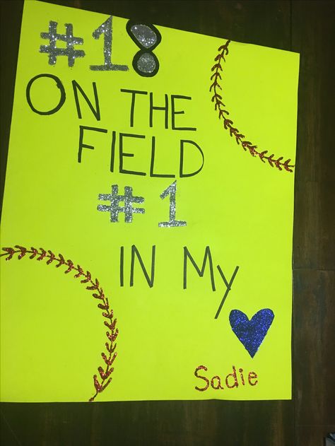 Softball poster Softball Posters For Senior Night, Softball Signs For Games, Softball Senior Night Posters Diy, Posters For Softball Games, Softball Game Poster Ideas, Softball Poster Ideas For Friends, Softball Posters For Games, Senior Poster Board Ideas Softball, Softball Senior Posters