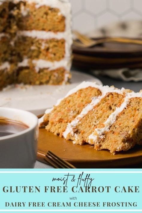 Glutenfree Cake Recipe, Gluten Free Carrot Cake Recipe, Dairy Free Carrot Cake, Dairy Free Cream Cheese Frosting, Tasty Cake, Gluten Free Carrot Cake, Dairy Free Cream Cheese, Cupcakes Recipes, Gluten Free Cake