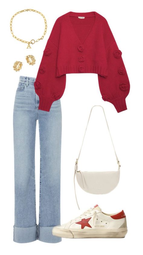 Casual Expensive Looking Outfits, Red Sweater Outfit Casual, Red Sweater Outfit Winter, Western Winter Outfits, Mode Zara, Estilo Hippie, Korean Casual Outfits, Everyday Fashion Outfits, Casual Day Outfits