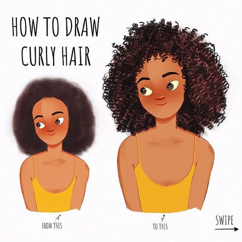 22 How to Draw Hair Ideas and Step-by-Step Tutorials - Beautiful Dawn Designs Curly Illustration, Curly Hair Illustration, Afro Hair Drawing, Curly Afro Hair, Hair Stenciling, 3c Hair, Drawing Hair Tutorial, Draw Hair, Curly Hair Drawing