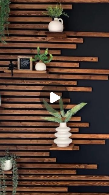 Wall Of Wooden Slats, Easy Wood Wall Diy, Slats On Wall Bedroom, Slat Walls Ideas, Wood Slat Wall Ideas, Wood Wall Projects, Black Wall With Wood Slats, Slats On Wall, Slat Wall Bathroom