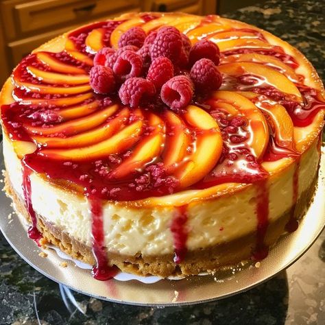 Raspberry Peach Cake, Peaches Cheesecake, Cream Cheese Cake Recipes, Optimal Recipes, Peach Cheesecake, Italian Cakes, Lemon Cream Cheese, Peach Desserts, Diet Smoothie Recipes