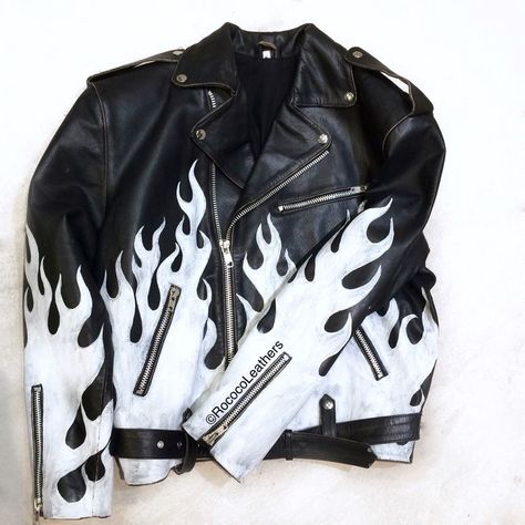 Hand Painted Leather Jacket, Bespoke Jacket, Ropa Upcycling, Painted Leather Jacket, Custom Leather Jackets, Male Celebrity, Battle Jacket, Painted Jacket, Rock Punk