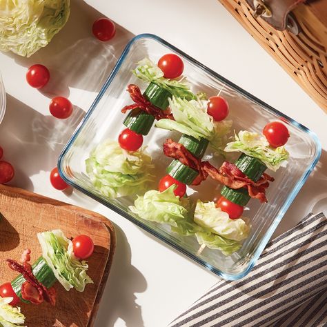 Wedge Salad Skewers Recipe from H-E-B Wedge Salad Skewers, Salad Skewers, Wedge Salad, Antipasto Platter, Chicken Appetizers, Skewer Recipes, Food Log, Recipe Ingredients, Cooking Prep