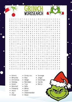 Land Of Printables Teaching Resources | Teachers Pay Teachers Grinch Word Search, Holiday Word Search, Christmas Word Scramble, Puzzle Worksheet, Christmas Games For Adults, School Age Activities, Christmas Word Search, Grinch Christmas Party, Holiday Activities For Kids