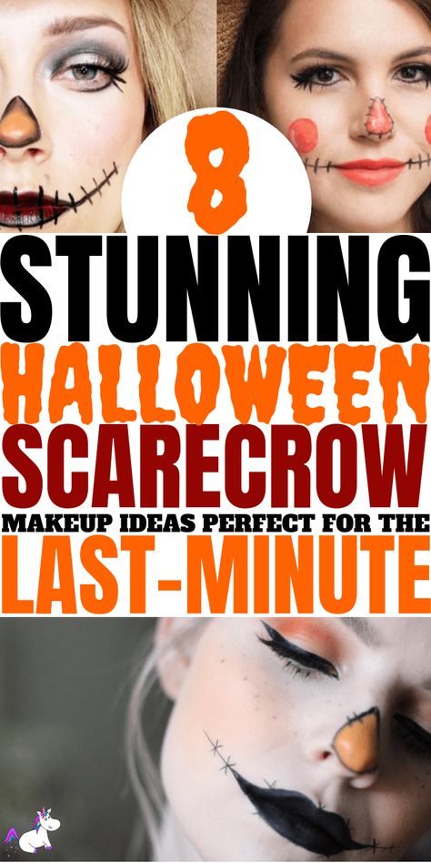 8 Stunning Scarecrow Makeup Ideas For A Last Minute Halloween Costume, quick and easy halloween makeup, easy DIY Halloween costume Easy Scarecrow Makeup, Scarecrow Makeup Ideas, Easy Halloween Face Painting, Diy Scarecrow Costume, Scarecrow Halloween Makeup, Halloween Costumes Scarecrow, Easy Halloween Makeup, Meme Costume, Scarecrow Makeup