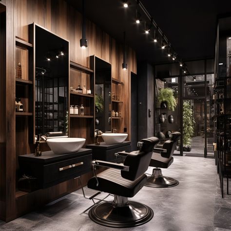 Luxury meets masculinity in this stunning barber studio design. The rich wood accents paired with sleek black tones create a space that's both sophisticated and inviting. Perfect for the modern gentleman who values style and comfort. ✂️✨ Would you enjoy getting a fresh cut in a space like this? Let me know your thoughts below! #BarberShopDesign #LuxuryInteriors #MasculineDesign #WoodAndBlack #ModernGentleman #InteriorDesignInspo #SophisticatedSpaces #BarberLife #DesignGoals #BoldInteriors #I... Luxury Barbershop, Modern Barber Shop, Barbershop Design Interior, Tulum Style, Barber Shop Interior, Barbershop Design, Shop Inspiration, Black Tones, Masculine Design