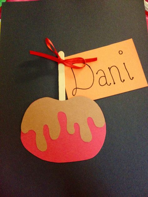 RA caramel apple door decs Fall Cubby Tags, Halloween Door Decs, Door Name Tags, Ra Door Tags, Cubby Tags, Halloween Classroom Door, Dorm Door Decorations, Dorm Door, Ra Door Decs