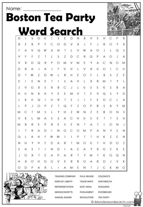 cool Boston Tea Party Word Search Boston Tea Party Activities, Third Grade Homeschool, Boston Activities, Tea Party Activities, Tea Party Crafts, Maine Trip, Party Activities Kids, Boston Tea Party, Kids Tea Party