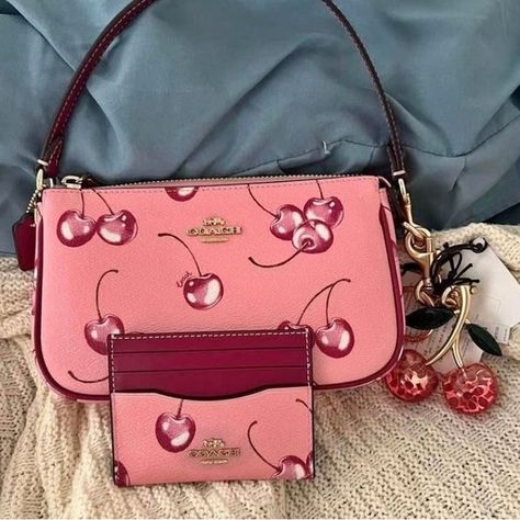 Coach Cherry print Nolita 19 bag + card wallet      LITMITED EDITION Coach Cherry Wallet, Nolita 19, Coach Wallet, Cherry Print, Coach Handbags, Card Wallet, Dust Bag, Cherry, Wallet