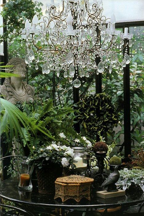 23 Charming Chandelier Ideas for Your Garden | Daily source for inspiration and fresh ideas on Architecture, Art and Design Chandelier Ideas, Lots Of Plants, Lustre Vintage, Diy Outdoor Decor, Purple Home, Beautiful Chandelier, Plants And Flowers, Rustic Lighting, Beautiful Lighting