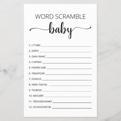 $ 1.45 | Word Scramble Baby Game Baby Shower party game - party, shower, game, baby shower, activities, mom-to-be, favors, mommy-to-be, pregnancy, scramble Baby Shower Scramble, Wishes For Baby Shower, Prayers For Baby, Girls Birthday Games, Prayer For Baby, Baby Shower Advice Cards, Baby Shower Party Games, Baby Shower Wishes, Baby Shower Advice