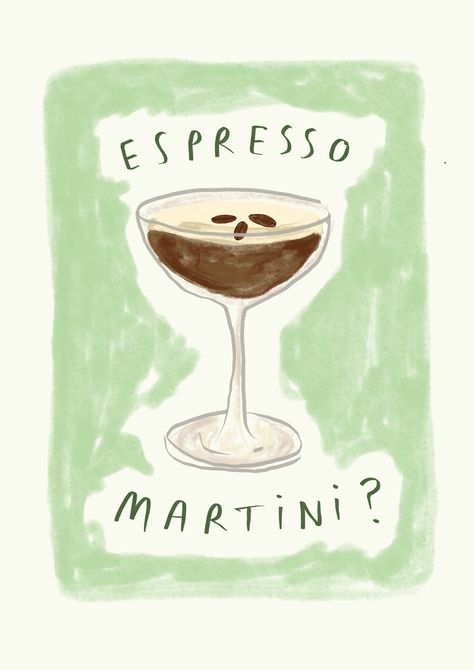 Espresso Martini Poster, Martini Espresso, Martini Poster, Expresso Martini, Kitchen Artwork, Gallery Wall Inspiration, Gold Poster, Coffee Painting, Simple Canvas Paintings