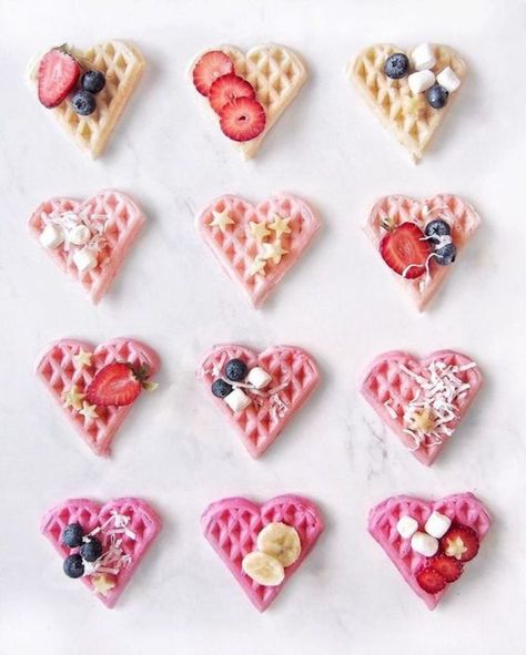 4 Cute and Easy Ways to Celebrate Valentine’s Day with Kids - Camille Styles Waffles With Fruit, Heart Waffles, Healthy Valentines, Tumblr Food, Slow Cooker Desserts, Valentines Day Food, Sinful Colors, Pink Foods, Baking With Kids