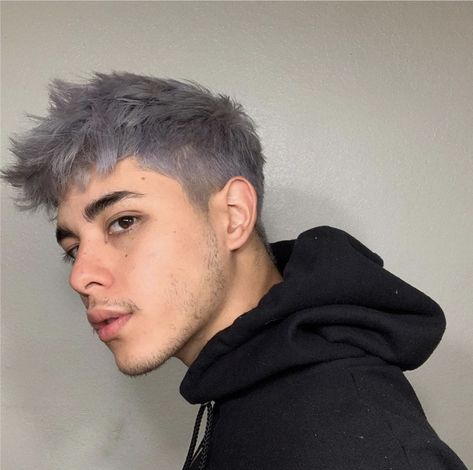 Mens Colored Hair Ideas Short Hairstyles, Gray Dyed Hair Men, Longer Hair Men Style, Grey Hair Men Dyed, Dark Grey Hair Men, Hair Colour Ideas Men, Men’s Colored Hair, Ash Grey Hair Men, Men Hair Colour Ideas