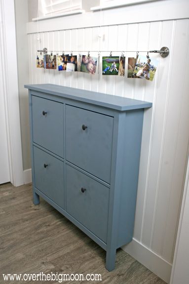 Today I’m sharing one of my favorite areas in our new house (so far) – the Mudroom!  I’ve got 2 little boys and I knew that I needed a good area for their coats, backpacks, shoes, etc!  We moved just 15 minutes away from an Ikea, so naturally that was the first place I headed! Here’s... Diy Ikea Mudroom, Small Room Ikea, Ikea Hemnes Shoe, Ikea Hemnes Cabinet, Ikea Mudroom, Ikea Shoe Storage, Ikea Hemnes Shoe Cabinet, Shoe Storage Hacks, Shoe Storage Diy