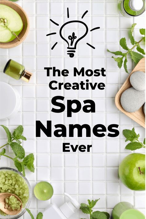 Unique spa names, creative spa names, catchy spa names, cool spa names, waxing business names, massage business names, classy spa names. The ultimate list of spa name ideas. Massage Therapy Business Names Ideas, Medspa Name Ideas, Massage Spa Name Ideas, Massage Therapy Name Ideas, Beauty Spa Names Ideas, Med Spa Name Ideas, Spa Names Unique, Spa Names Ideas Business, Waxing Business Names