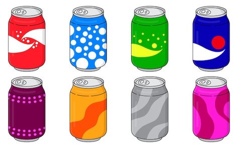 Vector soda in colored aluminum cans set... | Premium Vector #Freepik #vector #beer-can #drink-can #soda-can #lemonade Soft Drink Illustration, Ad Campaign Design, Drinks Sign, Campaign Design, Aluminum Cans, Funky Decor, Aluminum Can, Drink Signs, Flavored Drinks