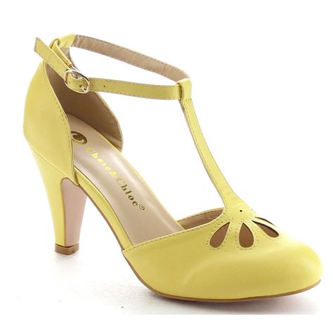 yellow t strap shoes 50s Heels, Lemon Chiffon, T Strap Shoes, Chloe Shoes, T Strap Heels, Latest Shoe Trends, Mary Jane Heels, Strap Pumps, Fancy Pants