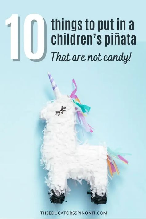 10 fun things to fill a pinata that are not candy Piñata Stuffing Ideas Not Candy, Healthy Pinata Fillers, Piñata Stuffing Ideas, Pinata Stuffers Not Candy, Pinata Filler Ideas Non Candy, Pinata Ideas For Kids, Pinata Alternative, Homemade Pinata, Pinata Candy